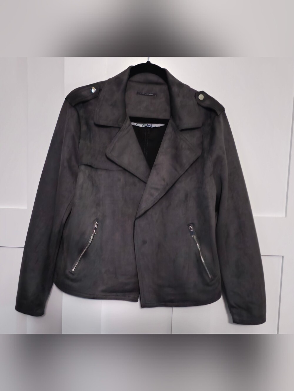 *Tahari Suede-Look Moto Jacket*